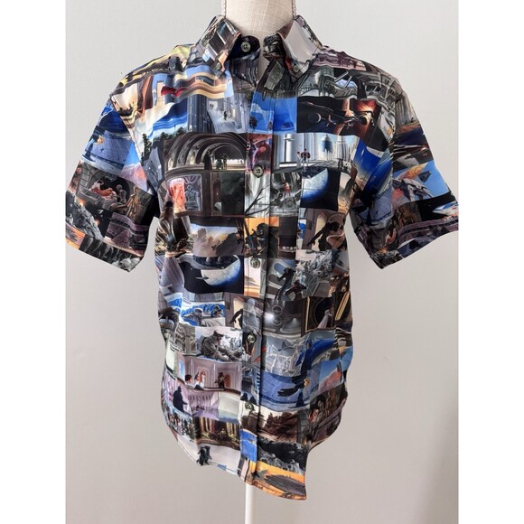 Star Wars RSVLTS Comic to the Darkside Button Down Shirt KUNUFLEX Size XS May 4 - Picture 1 of 9